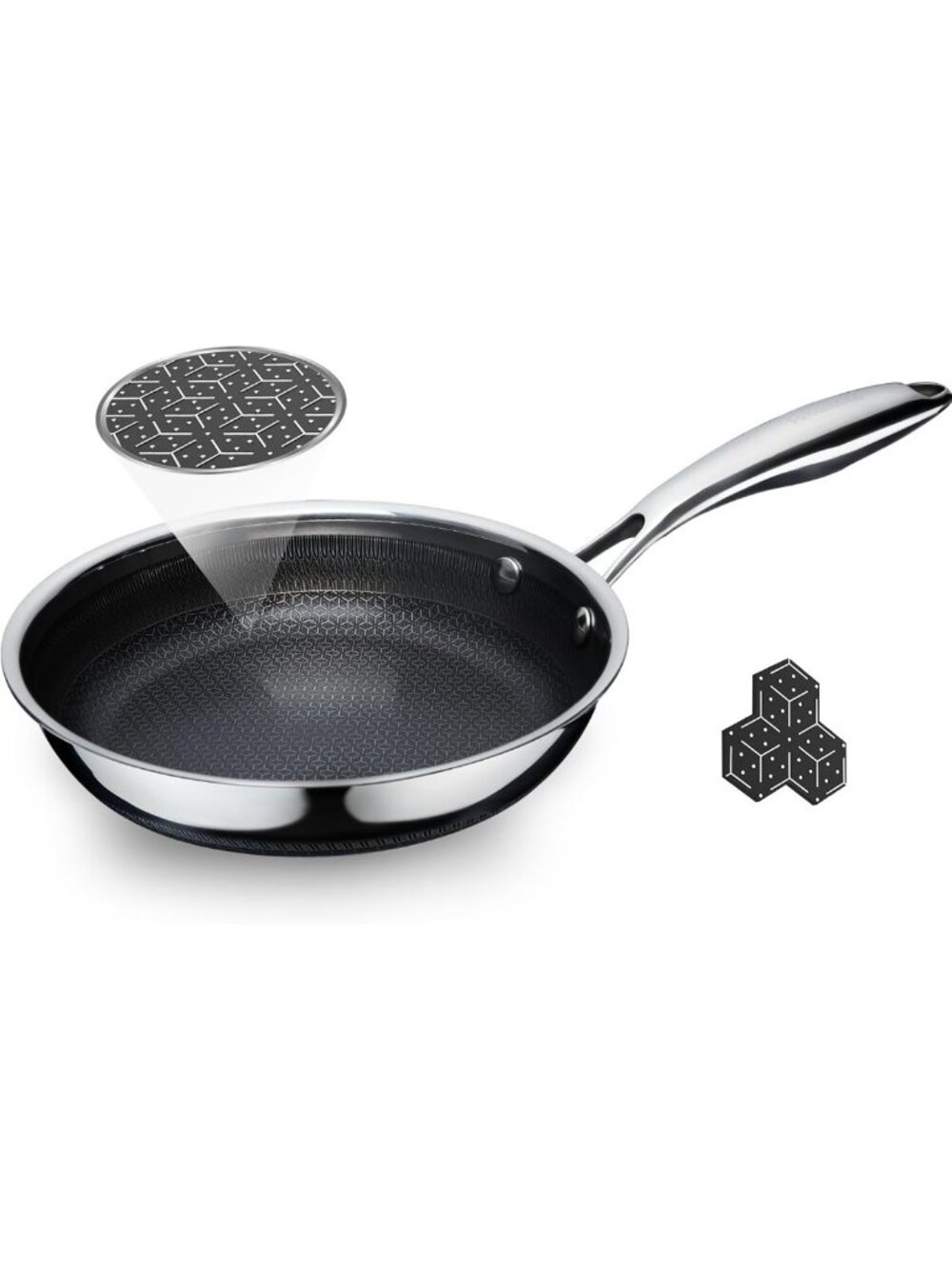 8-Inch Nonstick Hybrid Frying Pan - Induction Safe, Stainless Steel Cookware